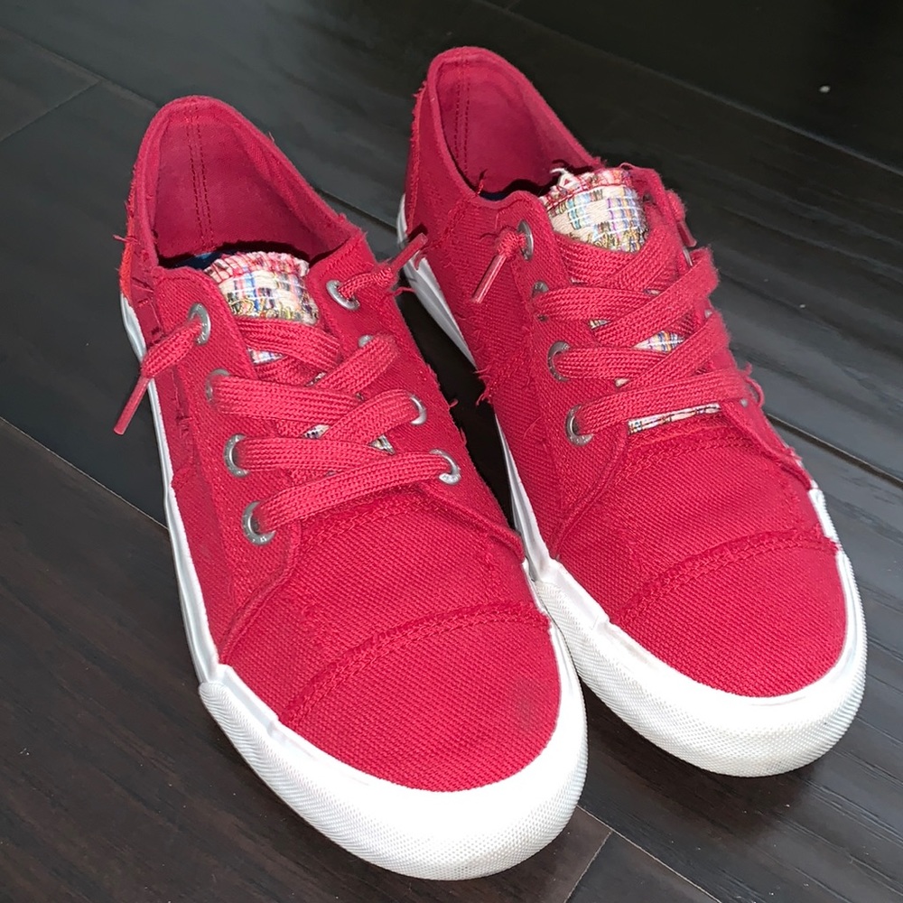 red patch-work shoes!